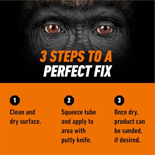 image for Gorilla All Purpose Wood Filler, Natural Color, 6 Ounce Tube (Pack of 