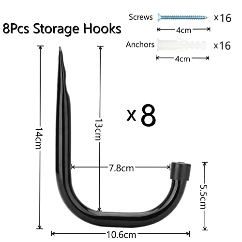 pipabiba Garage Storage Hooks, Heavy Duty Utility J Hooks for Garage Storage Sheds Organizer, Garden Tools - Image 2