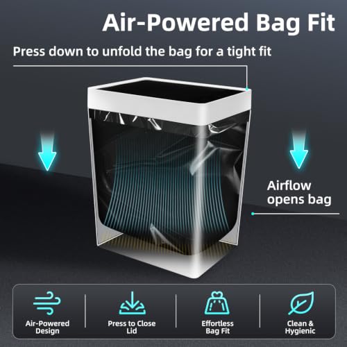 Image of 4.5 Gallon Slim Bathroom Touchless Trash Can, Automatic Smart Trash Can with Air-Press Bag Expander, Sensor Lid Waste Bin for Bedroom, Office & RV, White