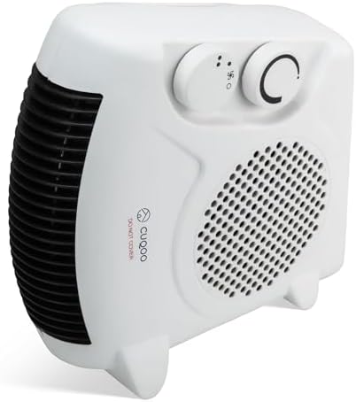 CUQOO Powerful 2KW Fan Heater with 2 Heat settings & Cool Function - Upright Electric Quiet Space Heater for Home with Variable Thermostat, Low Energy Usage