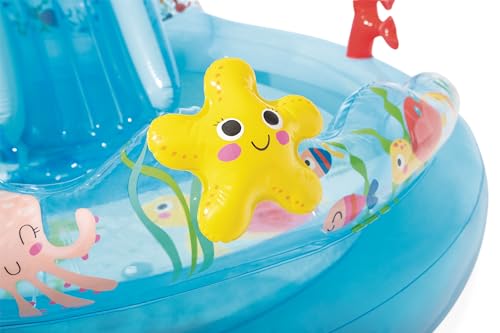 Image of INTEX Under The Sea Inflatable Kiddie Pool: Inflatable Kids Pool with Water Sprayer and Slide - Splash Pad - 122 inch x 76 inch x 28 inch - Ages 3+