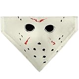 Friday The 13th Pet Bandana Friday The 13th Hockey Mask Close Up White Black Red Slip On Collar Bandana Only