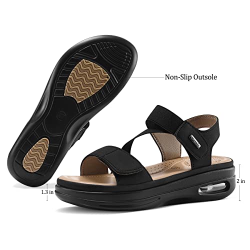 mysoft Women's Summer Walking Sandals Air Cushion Support Platform Ankle Strap Shoes Comfortable Casual Wedge Sandals 5