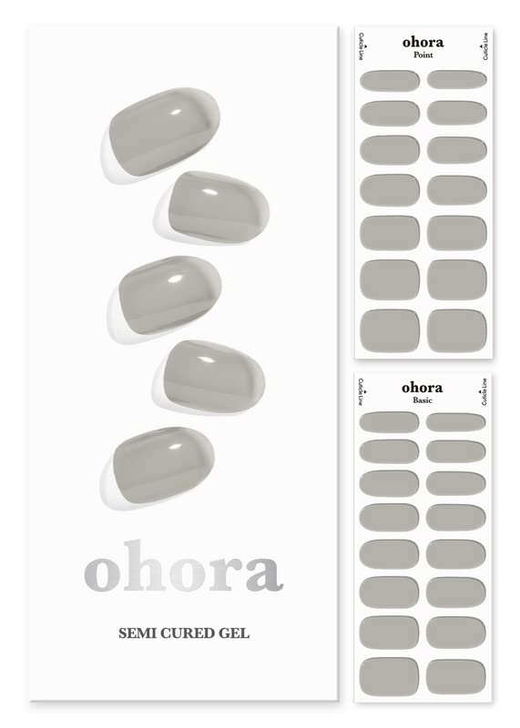 Ohora Semi Cured Gel Nail Strips (N Tint Gray) - Works with Any Nail Lamps, Salon-Quality, Long Lasting, Easy to Apply & Remove - Includes 2 Prep Pads, Nail File & Wooden Stick