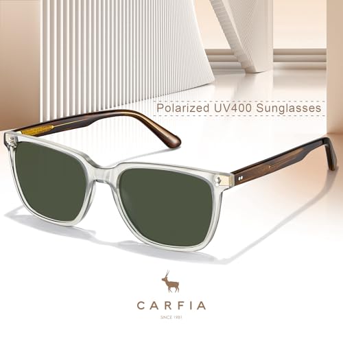 Image of CARFIA Acetate Polarized Sunglasses for Men UV400 Protection Classic Retro Square Shades Driving Glasses