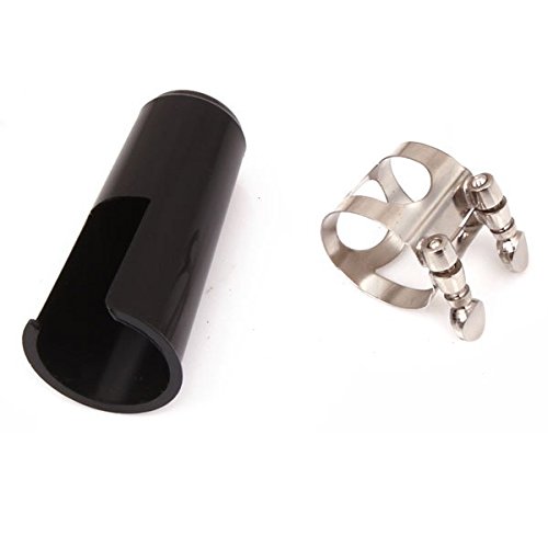 Metal Ligature + Cap Clip Fastener for Clarinet Mouthpiece, Silver and Black - Image 2