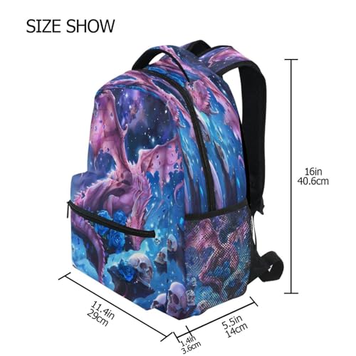 Cute Dragon Sugar Skull Backpack for School Boys Girls Adults Kids Bookbag Laptop Bag 18L4