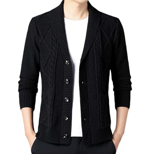 Cárdigan punto botones hombre para evitar el frío: chaqueta de lana holgada con solapa de invierno