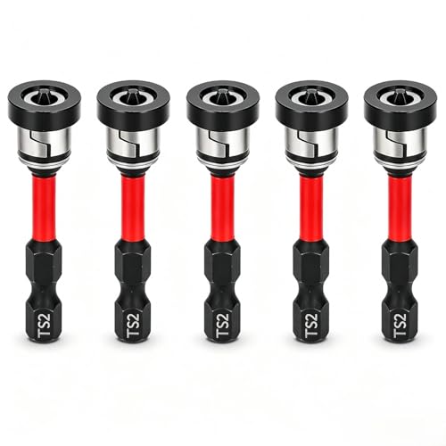 5 Piezas Punta Pladur Magnético PH2, 50 mm Portapuntas con Tope de Profundidad, 1/4'' Hexagonal Portapuntas Magnético Ajustable, Acero S2, para Atornilladores Inalámbricos y Taladros Manuales