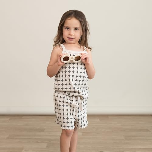 Image of MakeMake Organics GOTS Certified Organic Cotton Baby Kids Toddler Girl Top and Short Outfit Set