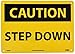 NMC C400RB CAUTION - STEP DOWN Sign - 14 in. x 10 in., Rigid Plastic Signage with Black Text on Yellow Base