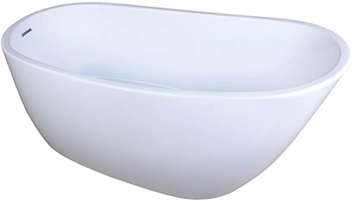 KINGSTON BRASS VTRS592928 - Bañera acrĂlica independiente contemporánea de 59 pulgadas, color blanco KINGSTON BRASS VTRS592928 - Bañera acrĂlica independiente contemporánea de 59 pulgadas, color blanco