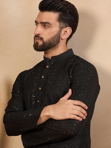 Image of Amazon Brand - Tavasya Men Linen Traditonal Regular Kurta