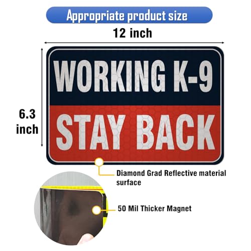 Image of Working K-9 Car Magnet (Red /Black, 2 Pack) Reflective Waterproof Magnetic Sign 11.8 inch x 7.9 inch