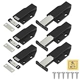 Jiayi Push to Open Magnetic Door Latch Cabinet Hardware Heavy Duty Push Magnets for Large Door Push Release Latch Kitchen Drawer Push Catch Press Out Touch Latch (Black, 6 Pack)