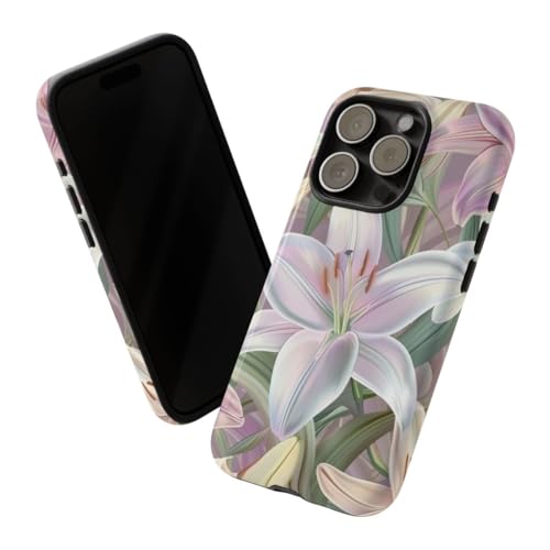 Coque iPhone 15 Pro fleur rose rigide antichoc lys de Pâques - 2