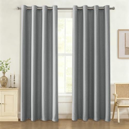 Rideau pour salon occultant et isolant Ystyle gris clair 140x260 - 2