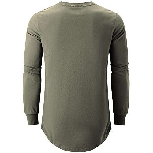 Image of KLIEGOU Men's 100% Cotton Longline T-Shirt, Pre-Shrunk Soft