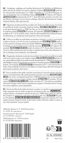SONAX MicrofaserTuch Scheibe+Innen (1 Stück) hochwertig, saugfähig & fusselfrei zur Streifen- & fusselfreien Reinigung von Glas, Spiegel, Display & Kunststoffoberflächen | Art-Nr. 04984000