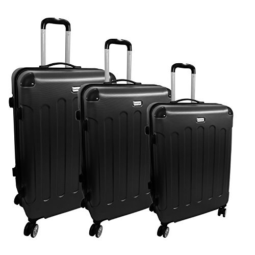 3-TLG Hatschalenkofferset Kofferset Reisekofferset Reiseset Trolley Trolly Reise Set Schwarz Koffer