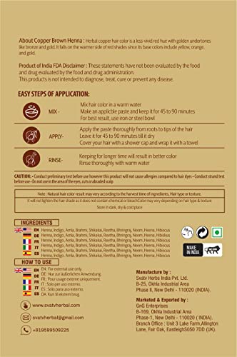 AATMANA Herbal Copper Brown Henna Hair Color with Goodness of 9 Herbs, 100 g (Pack of 1) - Image 3