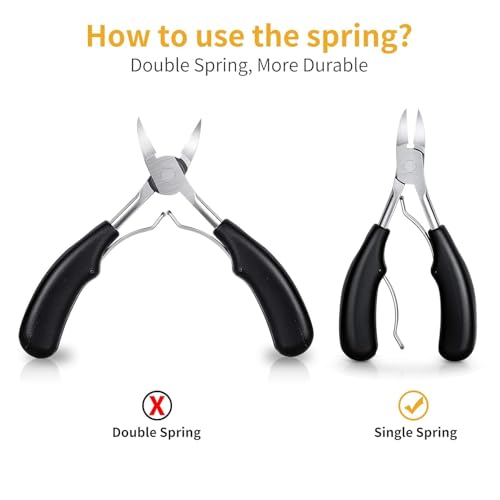 Image of QUIQSHIPP Toe Nail Clipper for Ingrown or Thick Toenails, Heavy Duty Toenail Trimmer Nail Clipper Pedicure Tool with Long Handle and Soft Grip for Seniors Black