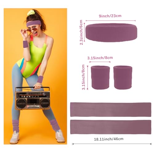 Image of v28 Neon Leg Warmers Set for women Headband Sweatbands Wristbands 80s 90s Pink Running Fanny 80's Plus Size Costumes Pack