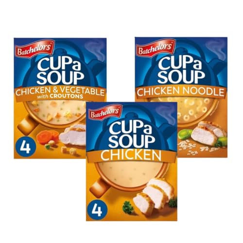 Cup A Soup Bundle Containing Batchelors Chicken & Vegetable with Croutons 110g, Chicken Noodle 94g & Chicken 80g (3 Pack)