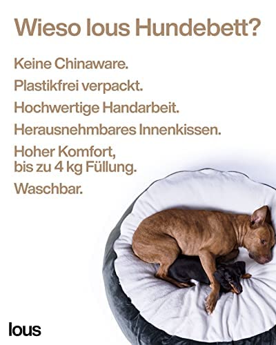 Lous® Flauschiges Hundebett, Hundehöhle, waschbar, große Hunde, kleine Hunde und Katzen, Katzenbett, abnehmbare Decke (L ca.72cm Ø)