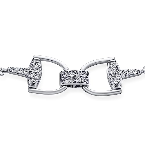 Bling Jewelry Horse Snaffle Bits Equestrian Link Bracelet For Women Cow Gift Cubic Zirconia Cz Pave .925 Sterling Silver #TOP1