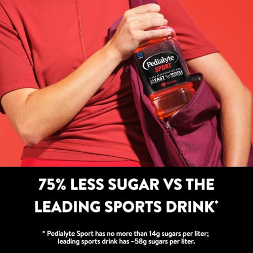 Image of Pedialyte Sport Electrolyte Drink, Fast Hydration with 5 Key Electrolytes for Muscle Support Before, During, & After Exercise, Fruit Punch, 1 Liter, Pack of 4