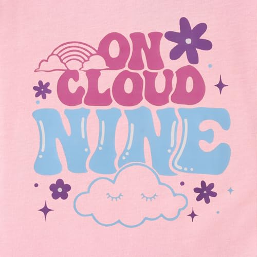 Image of 9th Birthday Shirt Girl On Cloud Nine Graphic Tee 9 Year Old Birthday Party T-Shirt Girl Summer Short Sleeve Top