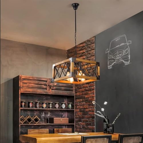 Suspension rustique bois pour éclairage café ou restaurant - 4