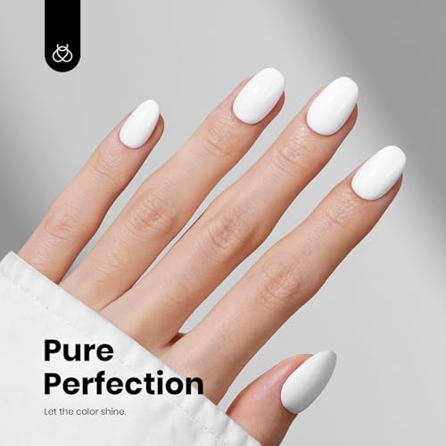 Image of Beetles White Gel Polish - Hema-Free French Gel Nail Polish High Gloss Colors Soak Off Pure White Rhythm Nail Polish Nail Art Manicure Salon White Color Bottle