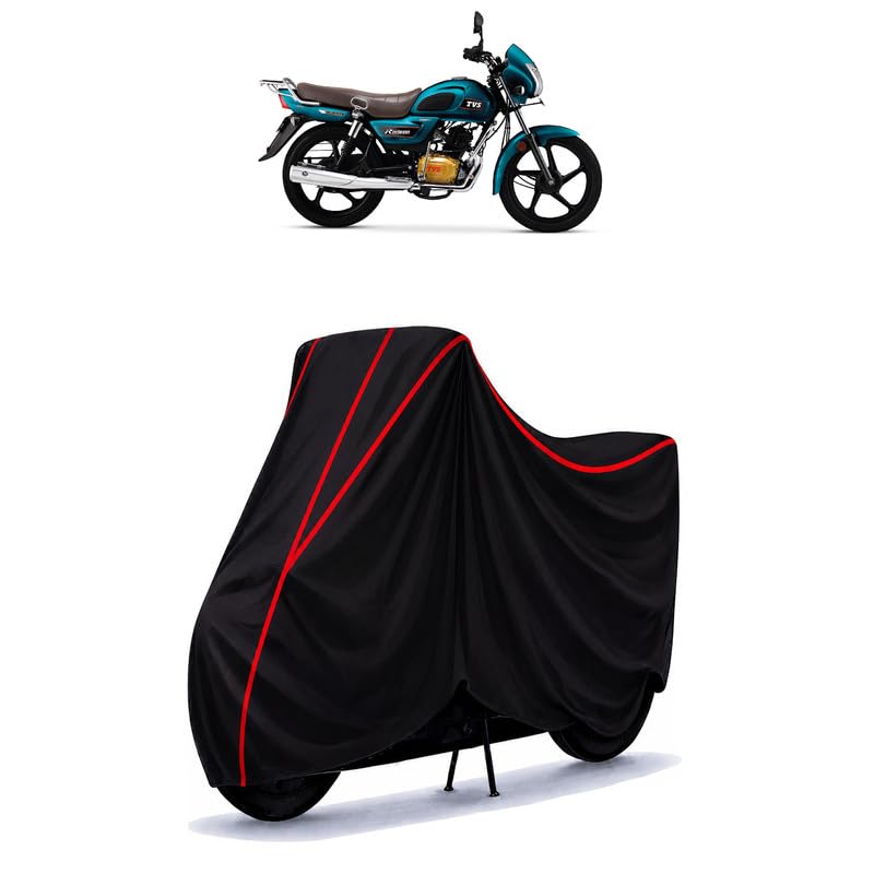 Image of TVS Radeon Dual Water Resistant Bike Cover for All Motorcycles & Rain | Heavy Duty Taffeta Fabric | UV Protection, Dustproof, Scratchproof | All Weather Two Wheeler Body Cover with Elastic Bottom
