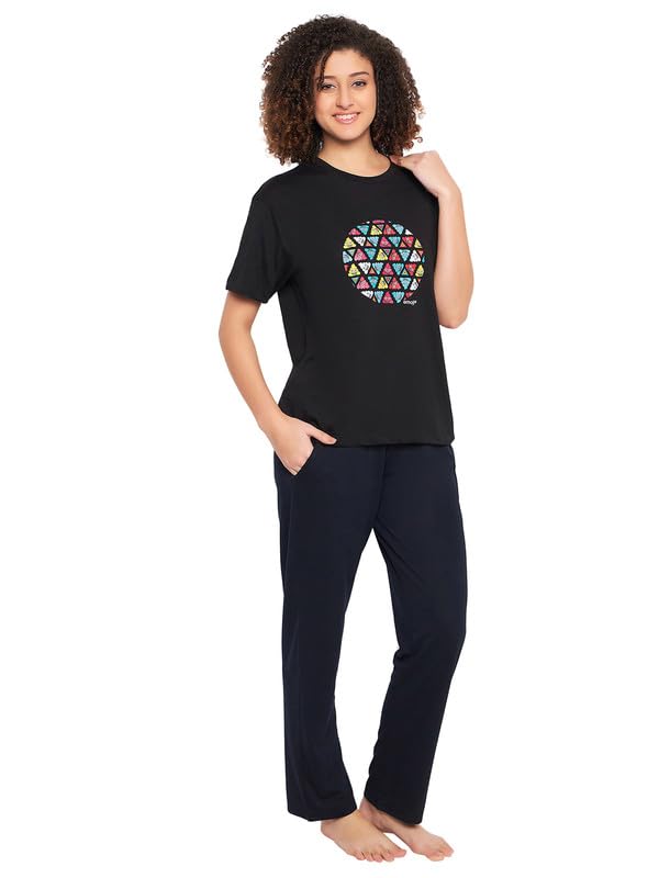 Image of Clovia Women's Cotton Printed Top & Pyjama Set