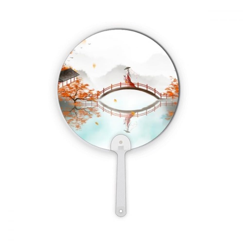 Éventail artisanal chinois no/no, finition aquarelle d'automne pour décoration premium