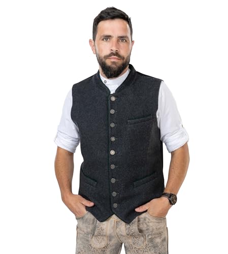Gilet traditionnel en laine Benoît gris loden pour homme