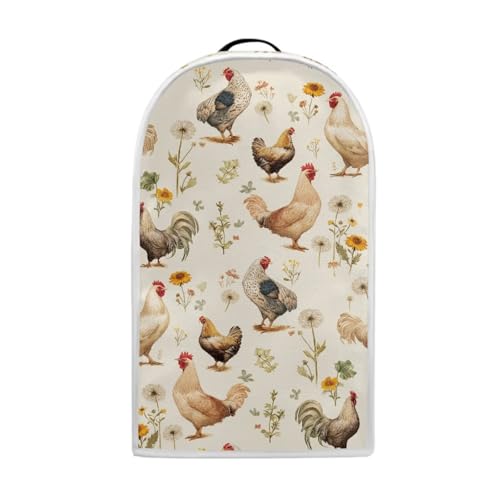 Image of Flowers Rooster Kitchen Appliance Cover - Rustic Farmhouse Style for Blender and Coffee Maker, Anti-Fingerprint Easy Clean for Country Home Decor, Targets Rustic Lifestyle Enthusiasts.