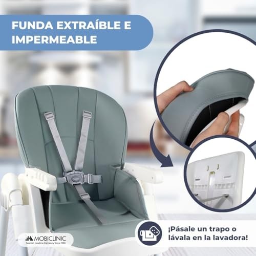 Miniatura 6 de Mobiclinic , Trona Para Bebé, Evolutiva, Extraplegado, Convertible En Silla Alta, Simba, Arnés Con 5 Puntos, Ruedas Con Frenos, Doble Bandeja Desmontable, Textil Lavable Y Desmontable, Regulable