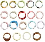 ☀Größe: 2,3 cm. Amini Acrylringe Harzring 19 Stück Retro Finger Rings Bunter transparenter Acetatring Offener Ring Geometrische Runde Ringe Rings Jewelry für Frauen Mädchen Kinder tragen passendes Zubehör (19pcs)