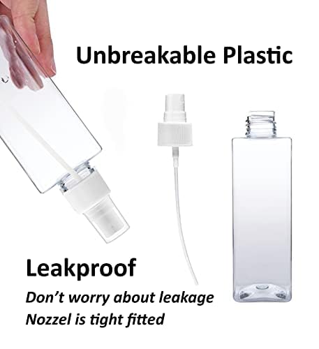 Naturegoon Square Refillable Transparent Plastic Spray Bottle(Pack of 3)|Fine Mist Spray Bottle| 200ml| Ideal for storing Perfumes, Sanitizers, Cleaning Liquid and use for a room spray | (Pack of 3) 2
