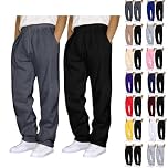 Pack of 2 Men's Joggers Mens Jogging Sweatpants with Drawstring Solid Tracksuits Bottoms Straight Wide Leg Casual Trousers for Mens UK Gym Sports Activewear Lounge Pants Soft Baggy Trouser