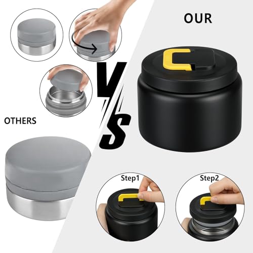 Image of JXXM 8 Oz Thermo Food Jar for Hot & Cold Food for Kids, Insulated Lunch Containers Hot Food Jar,Leak-Proof Vacuum Stainless Steel Wide Mouth Lunch Soup Thermo for School (Black-Pure)