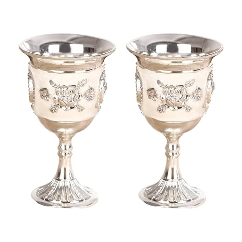 MIDOKSTUA Taza de whisky de metal, diseño retro europeo de flores en relieve para licor, uso en camping, hogar, vasos de metal