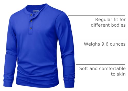 Image of MAGNIVIT Men's Long Sleeve Henley Shirts Cotton 3-Button Spring Casual T-Shirts Solid Color Soft Basic Tops 2026