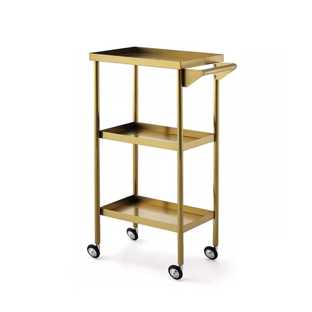 JKJZSALJ Metal Rolling Beauty Salon Styling Trolley Salon Trolley Stylist Cart Barber Station Hair Styling Cabinet For Stylist Equipment,Salon Stations Hair Stylist,Beauty Cart,Gold,44x32x86cm