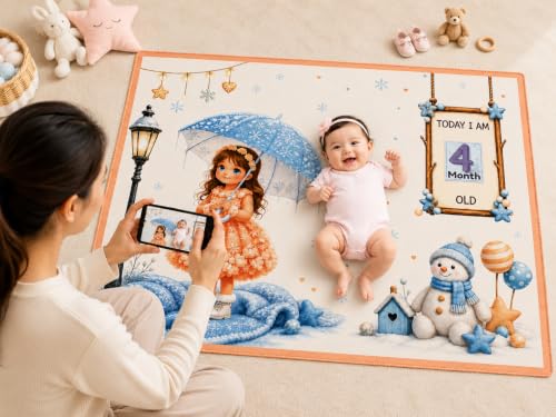 Image of NEW COMERS Baby Monthly Milestone Blanket | 1 to 12 Months Extra Soft Fleece | Best Photography Backdrop Prop | Size - 55 in to 44 inch Super Soft Fabric (Peach)