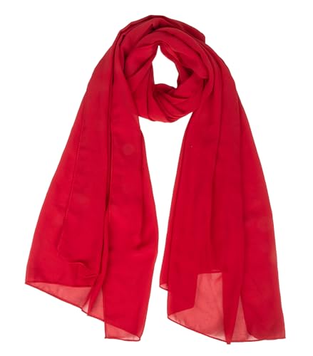 CXQRR Fashion Red Scarves for Women Lightweight Thin Chiffon Scarfs for Women Summer Shawl Warp Scarf(180cm*70cm)