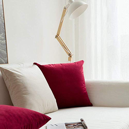Image of Decorative Holland Velvet Cushion Square Pillow Covers Pillowcases for Sofa Bedroom with Invisible Zipper || (Maroon, Set of 5 Piece (16X16 Inches)